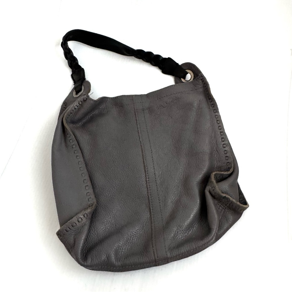 Lucky Brand y2k Gray Leather Women's Bag braided handle super soft leather - Picture 3 of 10